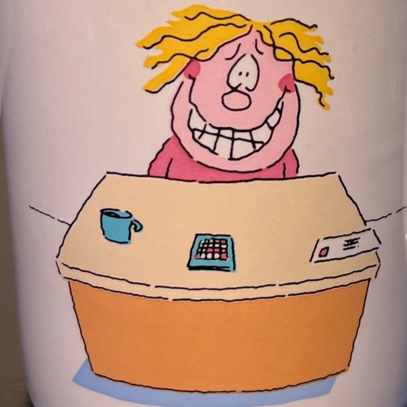 Vintage HALLMARK Humorous Office Worker Ceramic Coffee Mug ~ What Do I Do Here? - Picture 3 of 9